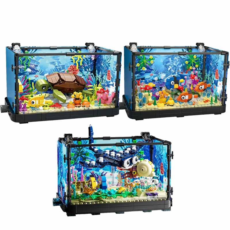 Fish Tank Building Block Set w - Aquarium Marine Lights ulasan dan harga