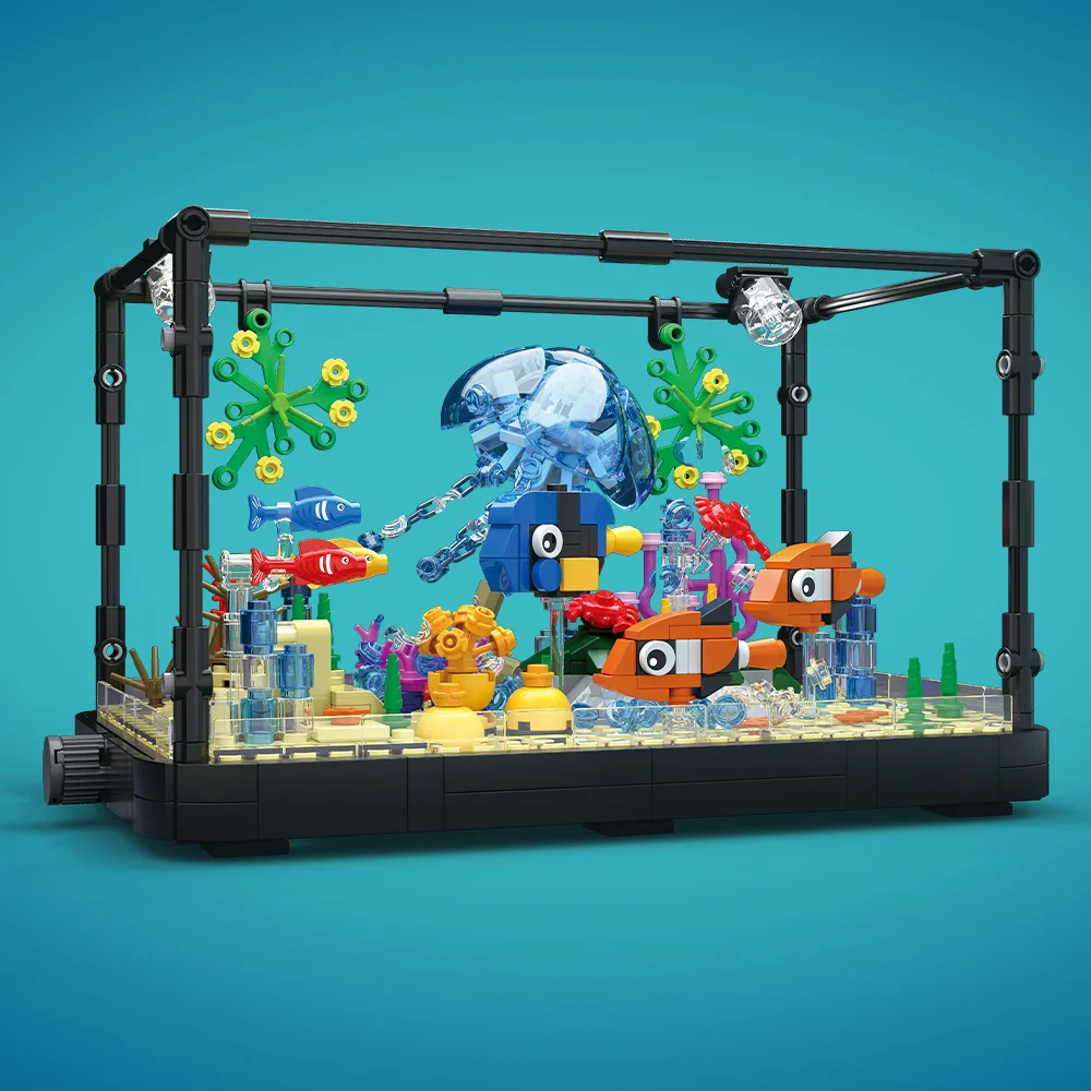 Fish Tank Building Block Set w - Aquarium Marine Lights ulasan dan harga