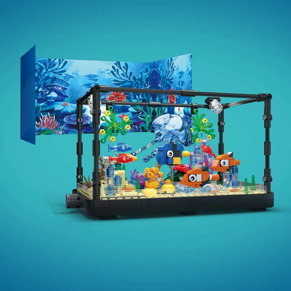 Fish Tank Building Block Set w - Aquarium Marine Lights ulasan dan harga