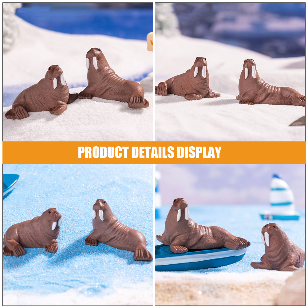 2Pcs Resin Walrus Miniature De - Ocean Aquarium ulasan dan harga