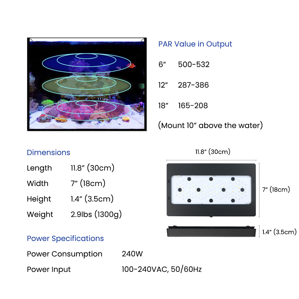 A8SE II Max And Blue 240W Full - Aquarium Marine Lights ulasan dan harga